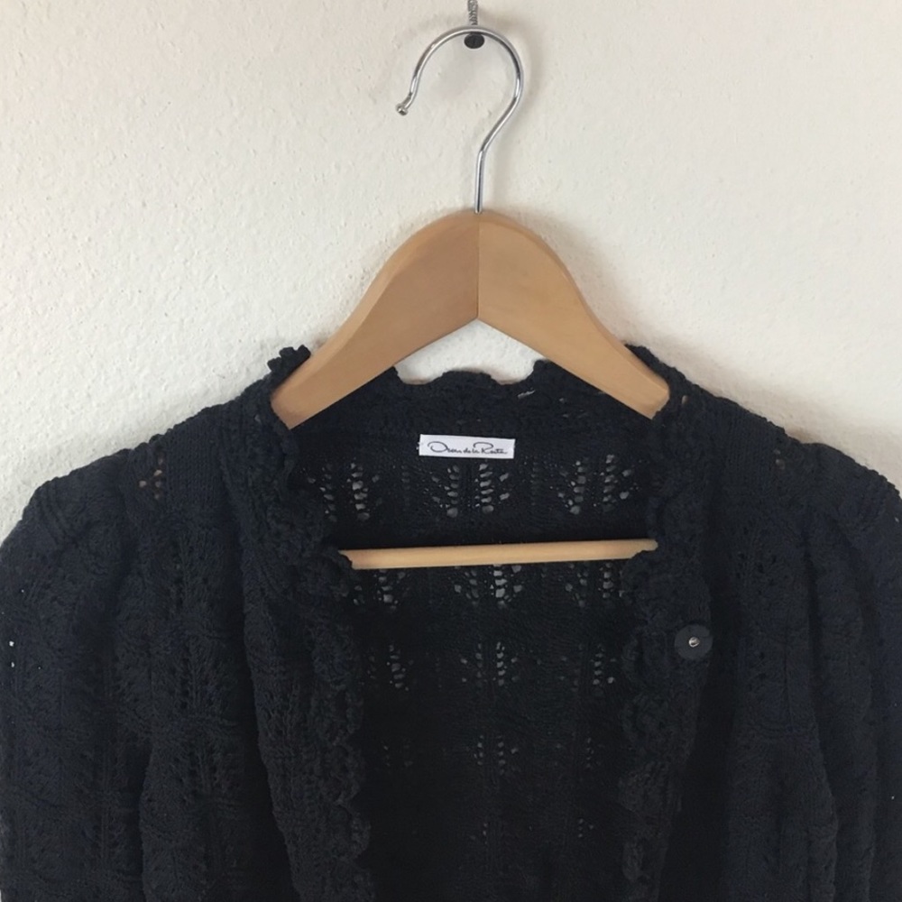 Oscar De La Renta Cardigan Sweater Ruffle - Picture 3 of 9